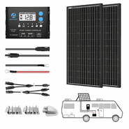 ACO Power 200W Monocrystalline 12V/24V Solar RV Kit - 20A PWM Charge Controller