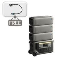 Anker SOLIX F3000 Portable Power Station with 3x BP3000 Expansion Batteries - 12,288 Watt Hours - Includes Free Gas Generator Adapter