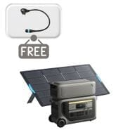 Anker SOLIX F3000 Portable Solar Generator Kit with BP3000 Expansion Battery (6144Wh) and an Anker Foldable 400W Solar Panel - Includes Free Gas Generator Adapter