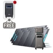 Anker SOLIX F3800 Portable Power Station with Expansion Battery and 3x 400W Foldable Solar Panels - 7680 Watt Hours - Includes FREE Protective Cover