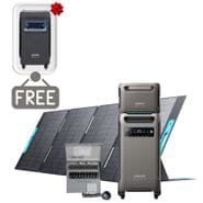 Anker SOLIX F3800 Portable Power Station with Expansion Battery, 400W Foldable Solar Panel and Transfer Switch - 7680 Watt Hours - Includes FREE Protective Cover