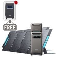 Anker SOLIX F3800 Portable Power Station with Expansion Battery and 2x 400W Foldable Solar Panels - 7680 Watt Hours - Includes FREE Protective Cover