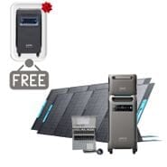 Anker SOLIX F3800 Portable Power Station with Expansion Battery, 2x 400W Foldable Solar Panels and Transfer Switch - 7680 Watt Hours - Includes FREE Protective Cover