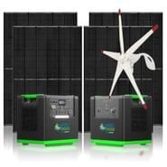 Natures Generator Lithium 6000 Generator with Power Pod, 4x Rigid 410W Monocrystalline Solar Panels and Wind Turbine Kit