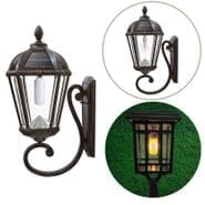 Gama Sonic Flicker Flame Royal Wall Mount Solar Lamp - Includes Both Warm White GS Bulb and Free Flicker Flame Bulb
