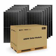Rich Solar Mega 600 Watt Bifacial Solar Panels - 12 Pack - Premium Grid-tie or Off-grid Solar Panels - 25-Year Output Warranty