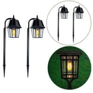Gama Sonic Solar Garden Light with Flicker Flame Bulb & Shepherd Hook - 2 Pack - Includes Both Warm White GS Bulb and Flicker Flame Bulb
