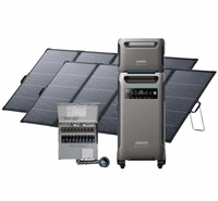 Anker SOLIX F3800 Portable Power Station with Expansion Battery, 2x 400W Bifacial Solar Panels and Transfer Switch - 7680 Watt Hours