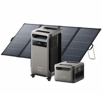 Anker SOLIX F3800 Plus Portable Solar Generator Kit with Expansion Battery - 7680 Watt Hours - Includes 400W Bifacial Solar Panel
