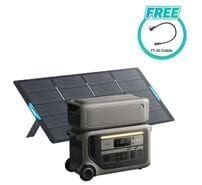 Anker SOLIX F3000 Portable Solar Generator Kit with BP3000 Expansion Battery (6144Wh) and an Anker Foldable 400W Solar Panel - Includes FREE TT-30 Cable