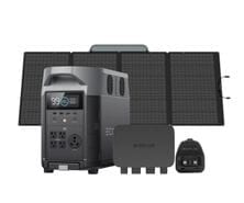 EcoFlow Delta Pro Solar Generator Kit with 400W Portable Solar Panel, Alternator Charger and Smart Generator Adapter