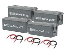 Rich Solar ALPHA 2 Lite - 12V 200Ah Deep Cycle Lithium Battery - 2560 Wh Each - 4 Pack